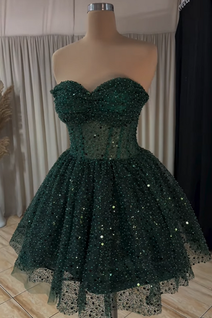 Sparkly Sweetheart Strapless Empire Sequins Homecoming Dress