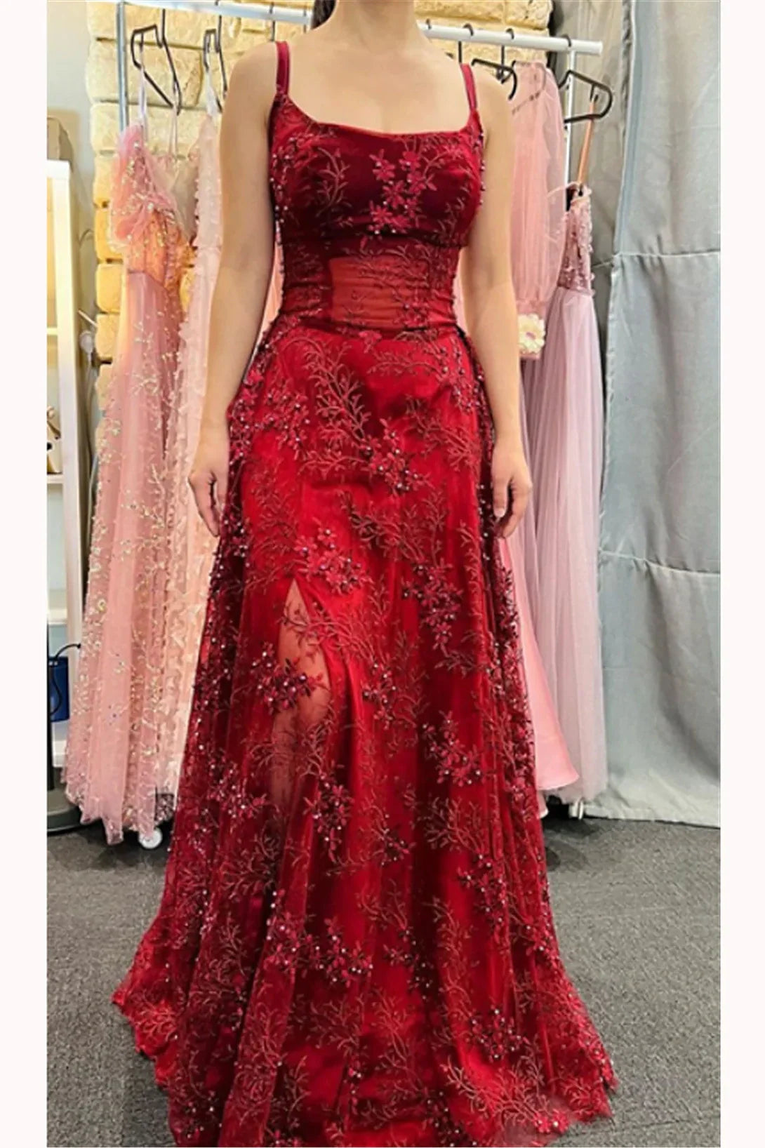 Square Sleeveless A-Line Empire Beaded Party Prom Dress