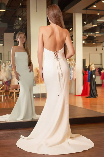 Square Strapless Backless Mermaid Empire Wedding Dress