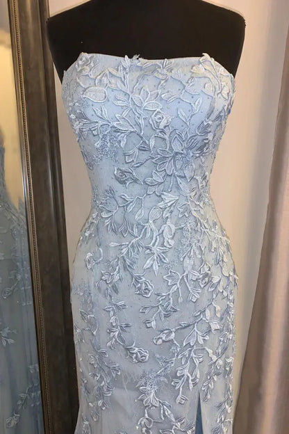 Strapless Empire Appliques Mermaid Formal Prom Dress