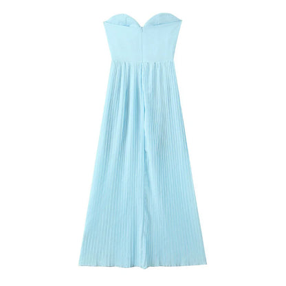 Strapless Empire Pleated Floor-Length Party Prom Dress