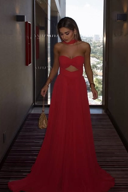Strapless Illusion Empire A-Line Chiffon Party Prom Dress