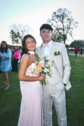 Strapless Light Pink Pleated Long Dress with Scarf Formal Wear Dresses