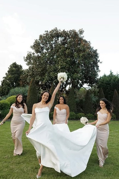 Sweetheart One Shoulder Empire Mermaid Long Bridesmaid Dress