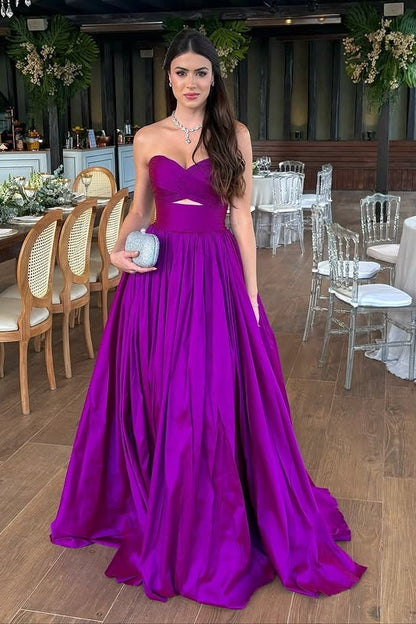 Sweetheart Sleeveless A-Line Pleated Empire Long Party Prom Dress