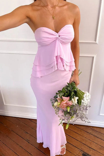 Sweetheart Sleeveless Chiffon Mermaid Ruffle Party Prom Dress