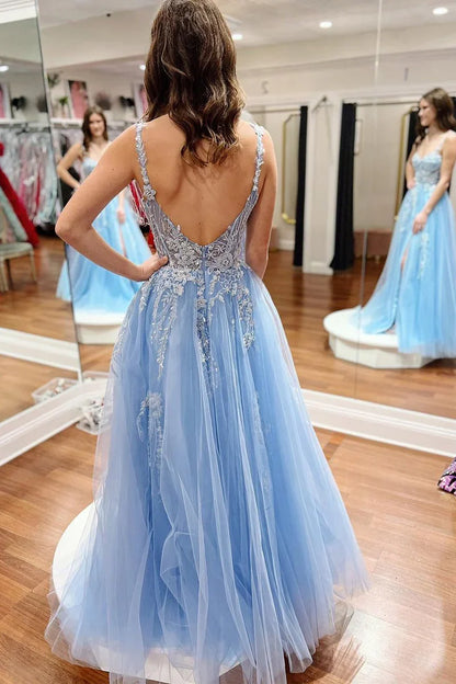 Sweetheart Spaghetti Straps A-Line Appliques Formal Party Dress