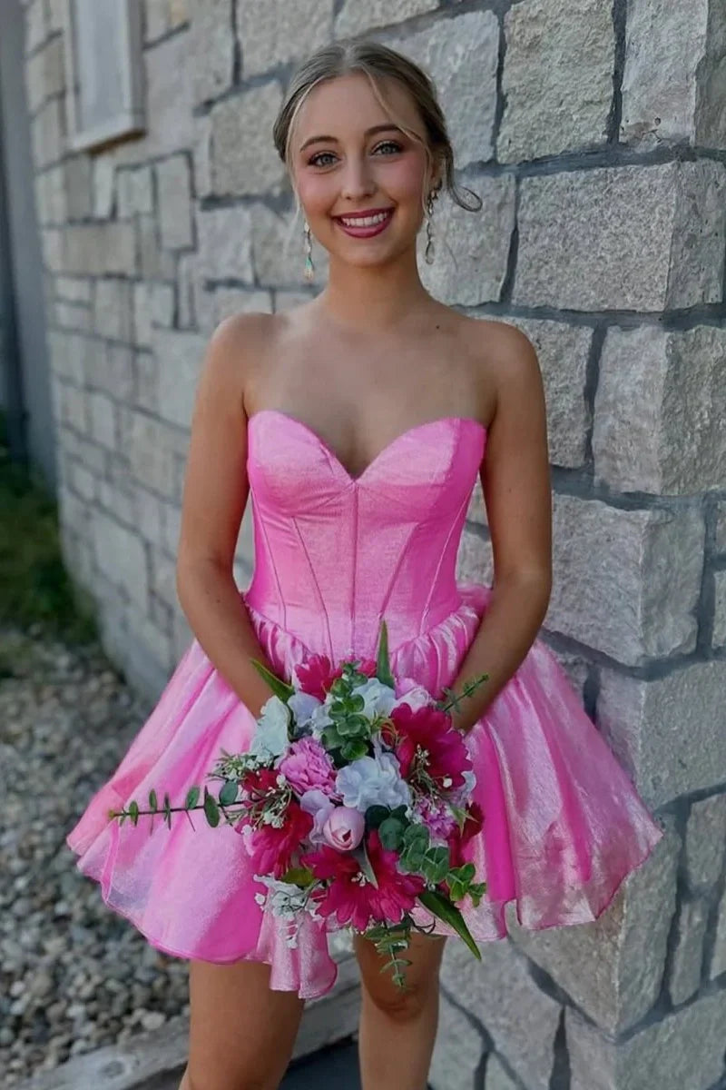 Sweetheart Strapless A-Line Mini Homecoming Dress