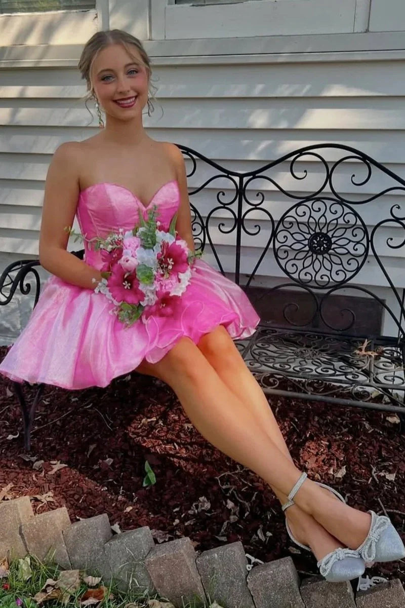 Sweetheart Strapless A-Line Mini Homecoming Dress