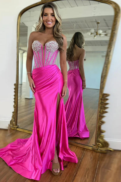 Sweetheart Strapless Beaded Empire Mermaid Party Prom Dress