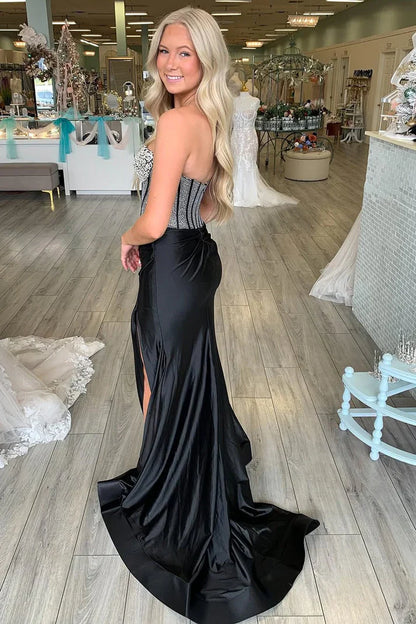 Sweetheart Strapless Beaded Empire Mermaid Party Prom Dress
