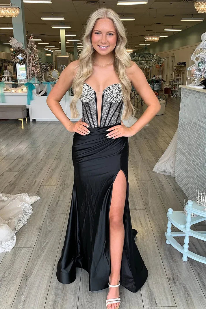 Sweetheart Strapless Beaded Empire Mermaid Party Prom Dress