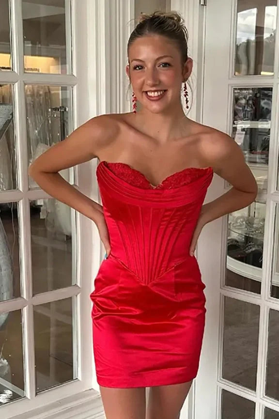 Sweetheart Strapless Bodycon Empire Mini Homecoming Dress