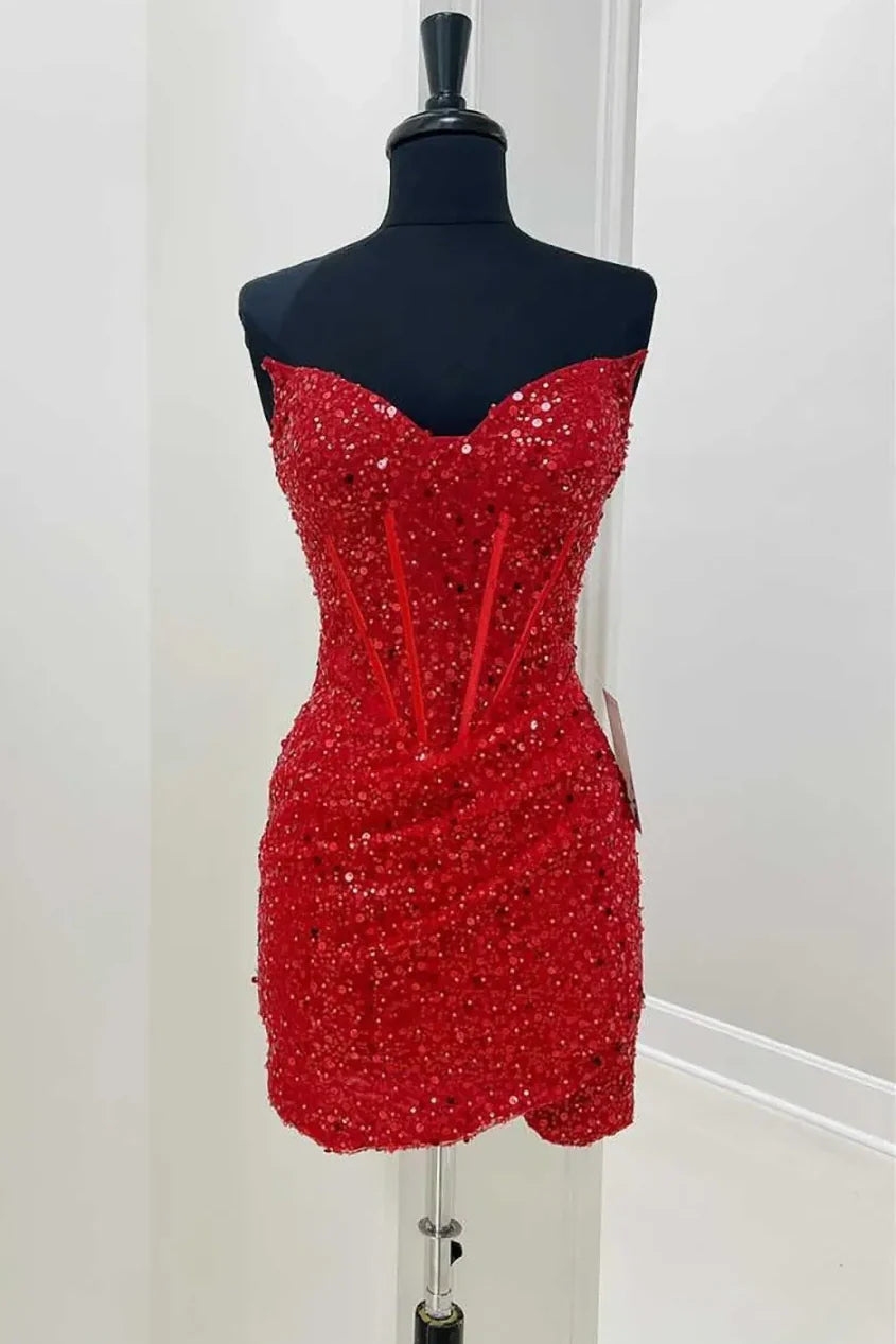 Sweetheart Strapless Bodycon Empire Short Homecoming Dress