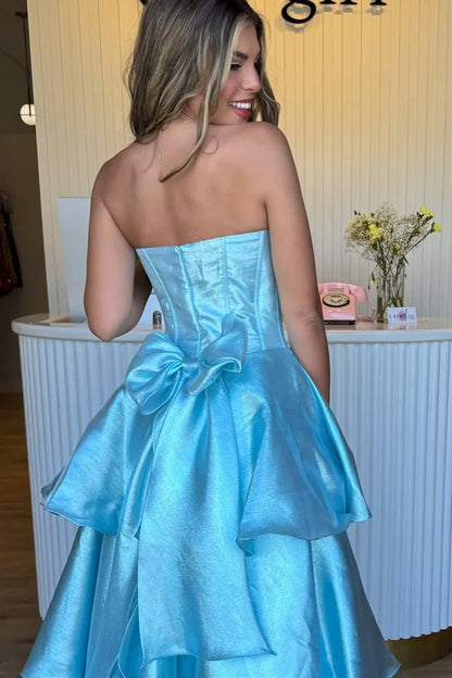Sweetheart Strapless Empire A-Line Tiered Long Party Prom Dress