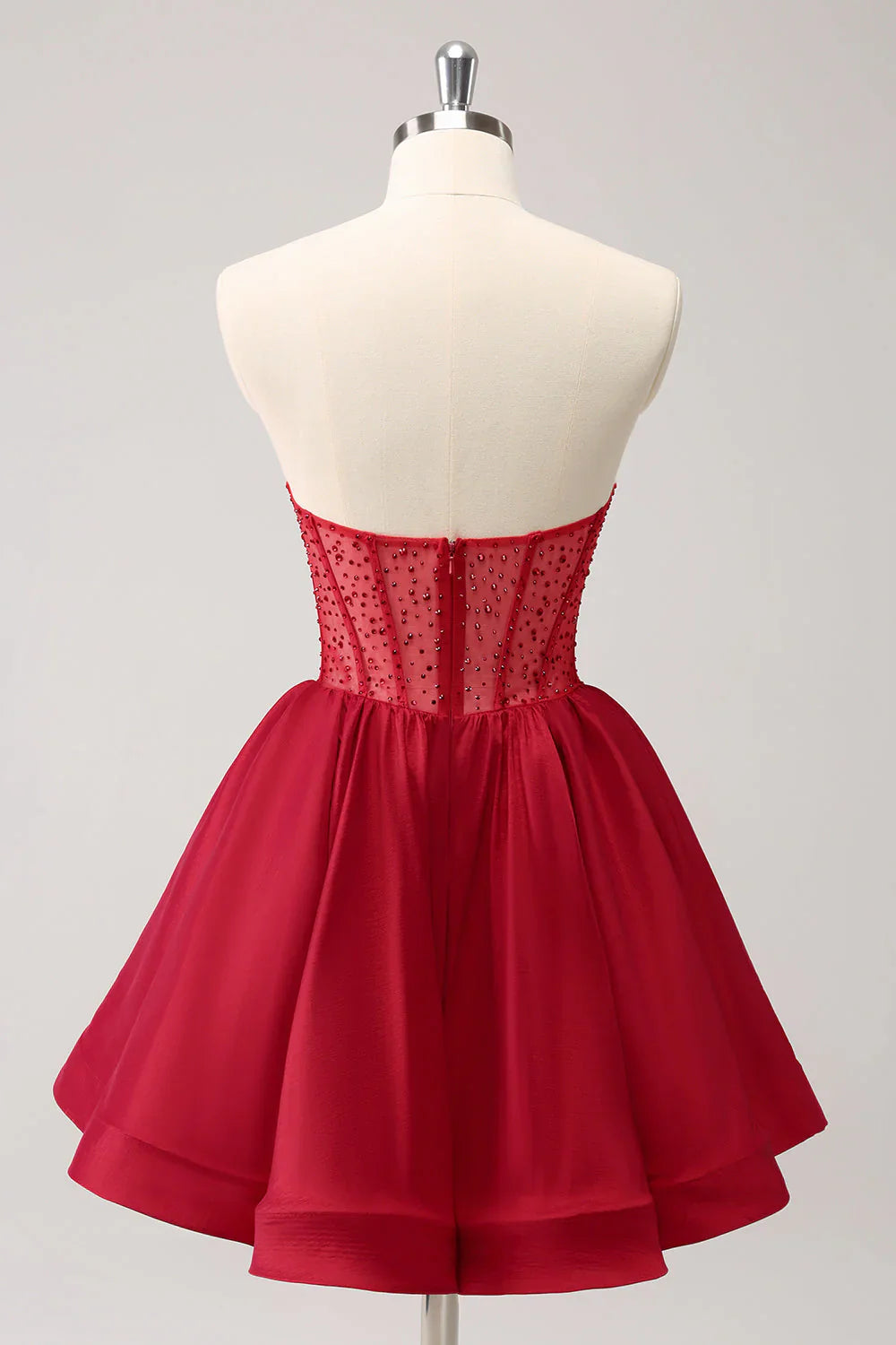Sweetheart Strapless Empire Beaded A-Line Satin Homecoming Dress