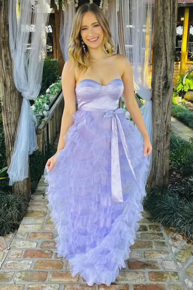 Sweetheart Strapless Empire Two Tone Lilac Party Prom Dress