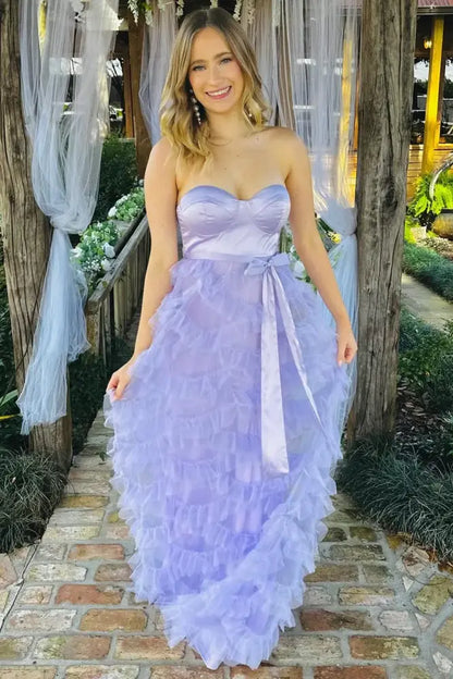 Sweetheart Strapless Empire Two Tone Lilac Party Prom Dress