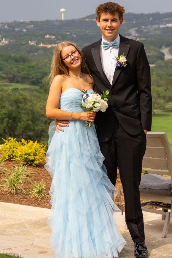 Sweetheart Strapless Tulle A-Line Empire Tiered Party Prom Dress
