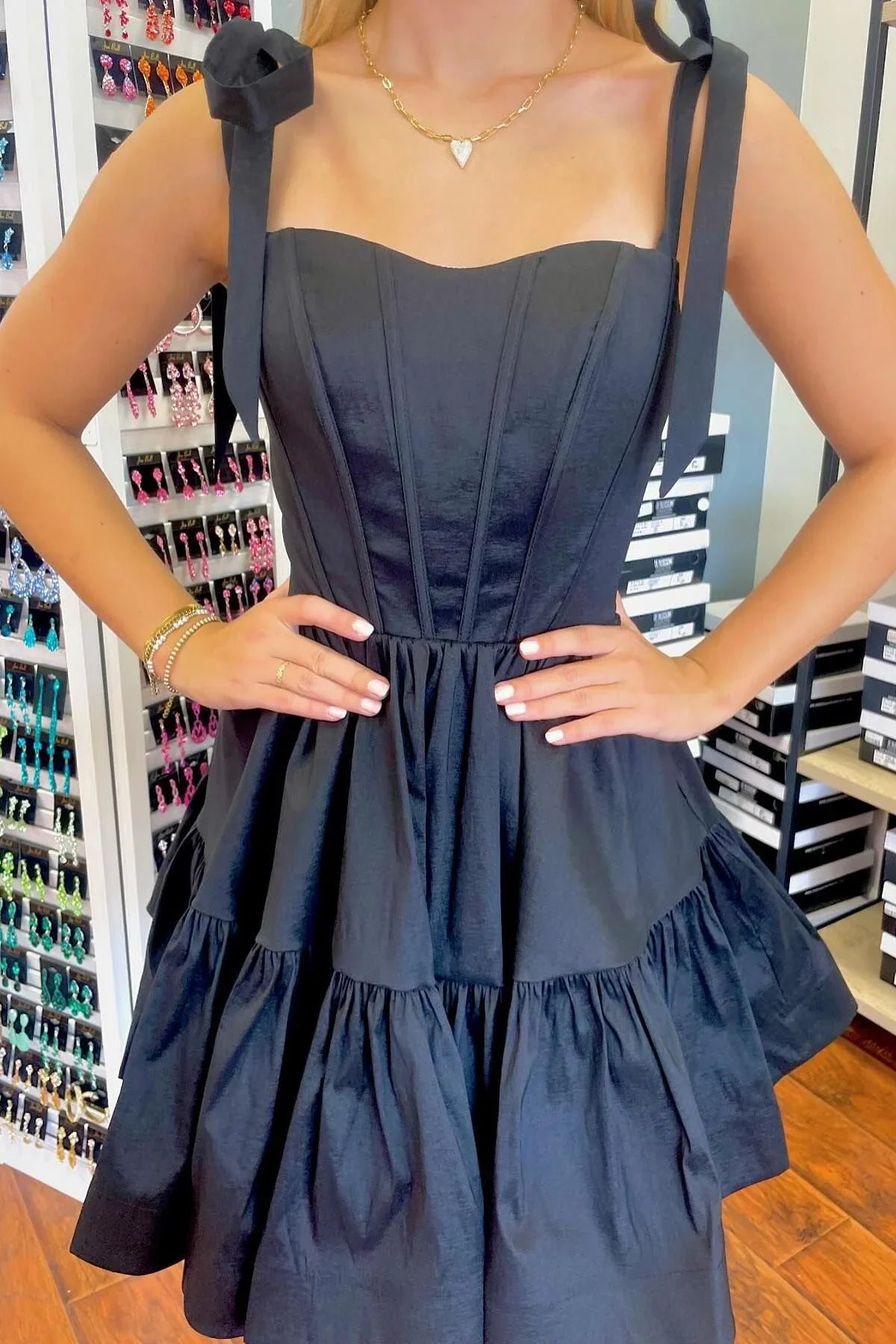 Sweetheart Straps A-Line Satin Empire Cute Homecoming Dress