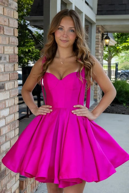 Sweetheart Straps Satin A-Line Empire Homecoming Dress