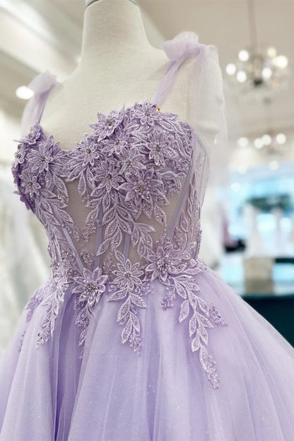 Sweetheart Straps Tulle A-Line Appliques Homecoming Dress