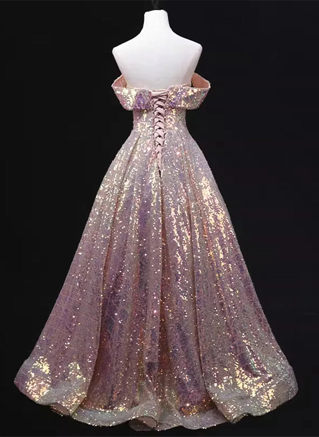 A-line Off Shoulder Sequins Long Prom Dress Party Dress, Sequins Evening Dress TP1114