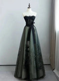Lovely Green and Black Sweetheart Long Evening Dress, A-line Prom Dress Party Dress TP1117