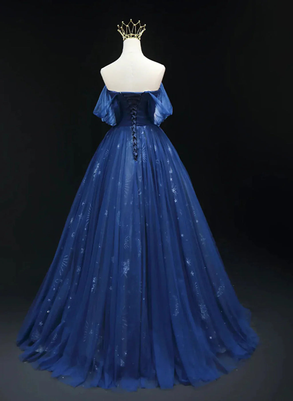 Navy Blue Tulle Sweetheart Long Formal Dress, A-line Navy Blue Evening Dress Prom Dress TP1125