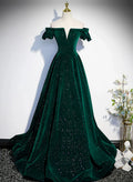 Green Off Shoulder A-line Floor Length Party Dress, Green Long Formal Dress Prom Dress TP1253