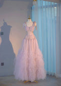 Elegant Light Purple A-line Sweetheart Spaghetti Strap Tulle Long Evening Gown Prom Dress Evening Dress TP1486