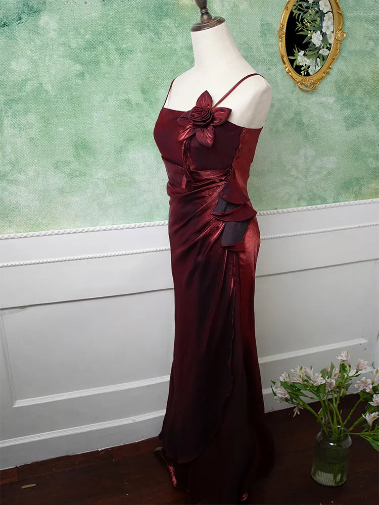 Purple Vintage Floral Embellished Sheath Gown Evening Dress TP1586