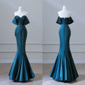 Blue Mermaid Strapless Satin Long Ball Gowns TP1702