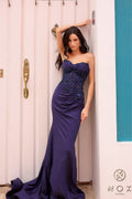 Purple Mermaid Heart Neck Strapless Lace Long Prom Dresses  TP1712
