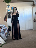 Chic Black Strapless  Split Long Prom Dresses TP1728
