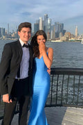 Blue Mermaid Backless Ball Gown Elegant Evening Dress TP1783