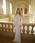 Simple White Mermaid Long Sleeve Shiny Formal Long Prom Gown Evening Dress TP1877