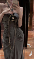 Sexy Gray Off-the-shoulder Halter Neck Slit Bodycon Mermaid Ball Gown Evening Dress TP1989