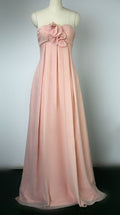 Pink A-line Strapless Chiffon Bridesmaids Ball Gown TP2086