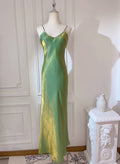 Lovely Green Straps Long Formal Dress, Green Satin Party Dress Evening Dress TP2156