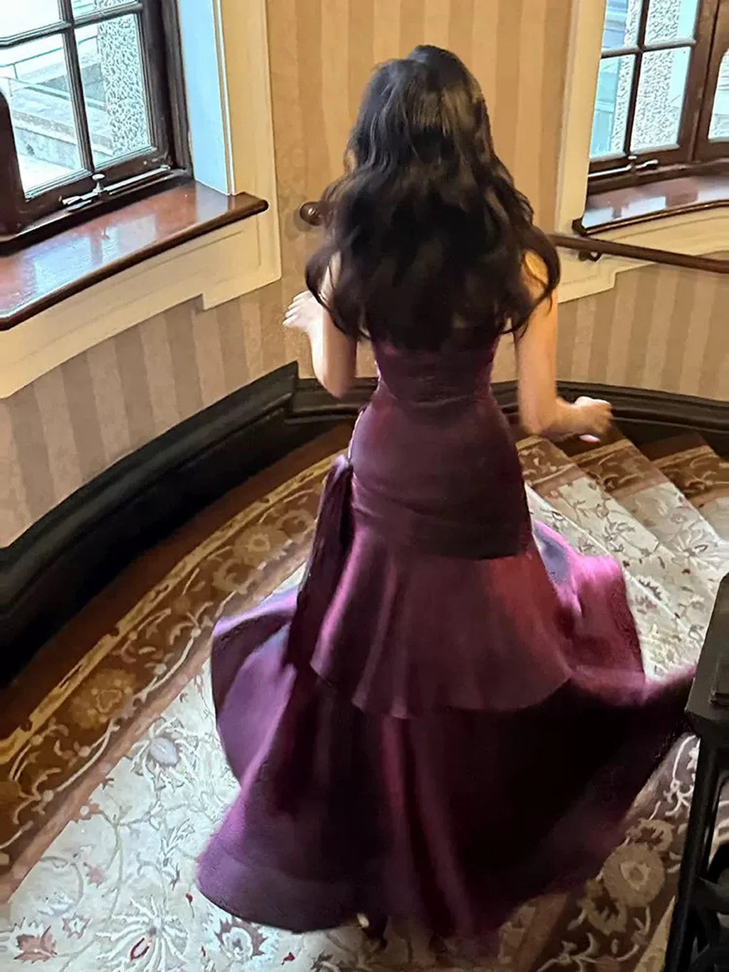 Purple Satin Straps Mermaid Long Formal Dress, Purple Prom Dress Evening Dress TP2157