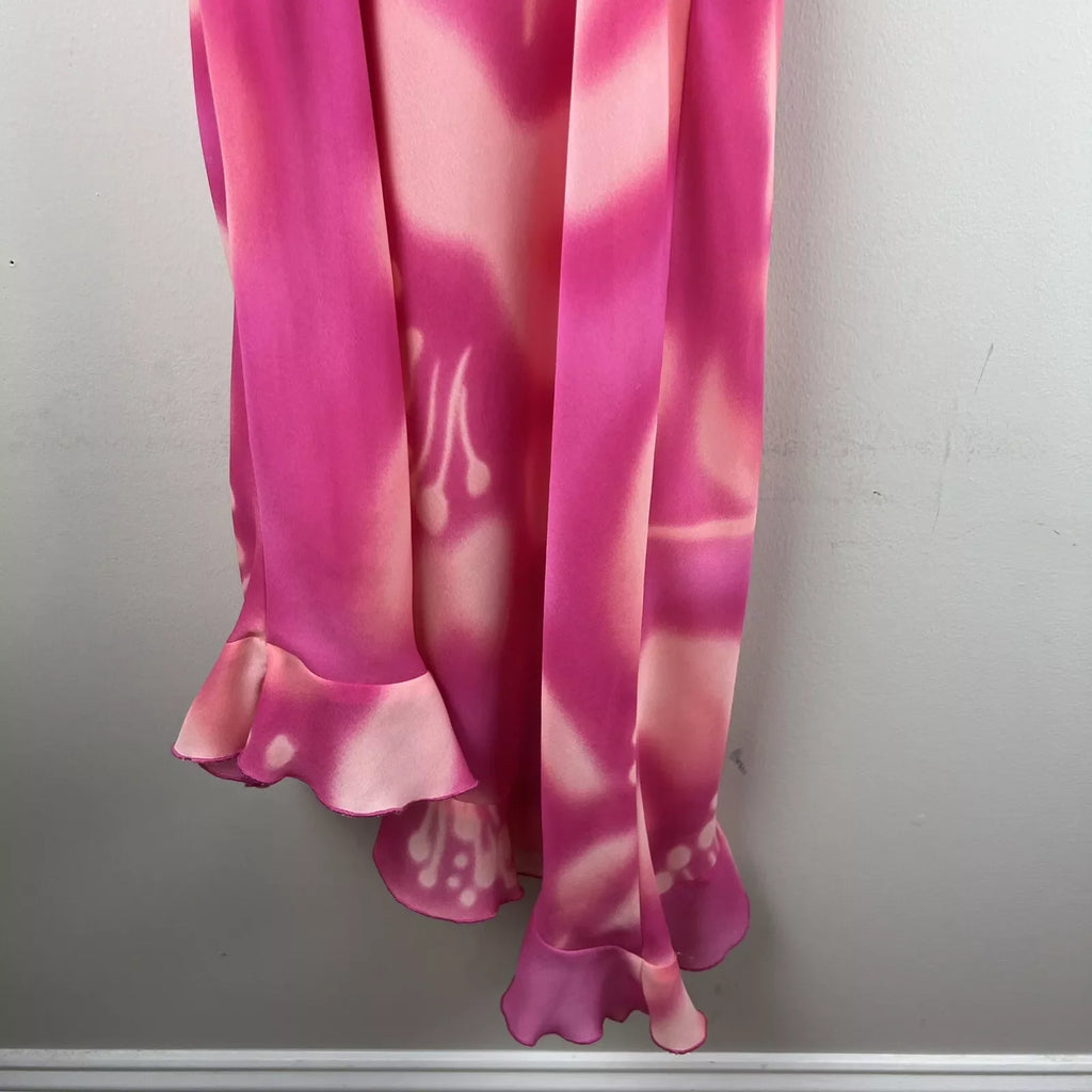 Vintage Pink Floral Ruffle Strap Short Ball Gown Evening Dress TP2211