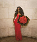 Sexy Red Strap Deep V Neck Sequin Mermaid Floor Length Ball Gown Evening Dress TP2231