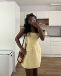 Light Yellow Strapless Sleeveless Mini Party Dress Homecoming Dress TP2250