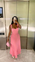 Pink Strap Sweetheart Neck Sleeveless Ankle-Length Prom Dress Party Dress TP2311