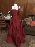 Vintage Burgundy Strap Sleeveless Floor Length Prom Dress Evening Dress TP2417