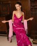 Vintage Spaghetti Strap Sleeveless Sequined Ruffle Long Prom Dress Evening Dress TP2440