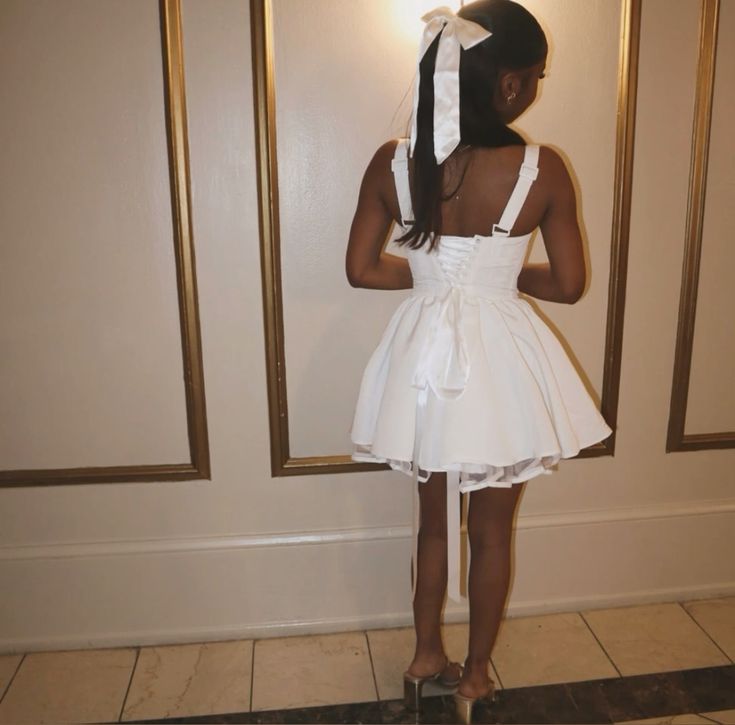 Beautiful White Strap A-line Short Party Dress Homecoming Dress TP2455