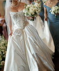Vintage Ivory Strapless A-Line Wedding Dress with Train TP2484