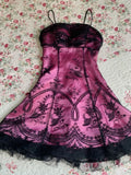 Vintage Spaghetti Strap Pink Lace Short Party Dress Homecoming Dress TP2512